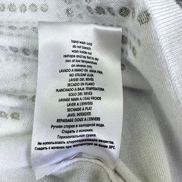 Leo Guy Womens Top SZ S Knit White Black Embellishments Short Sleeve Sweater - Picture 14 of 14